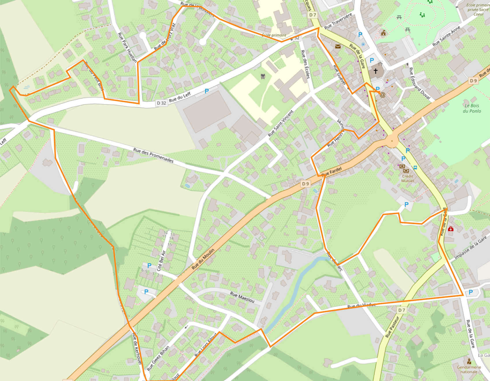 Ouest de la ville, avec un passage en forêt